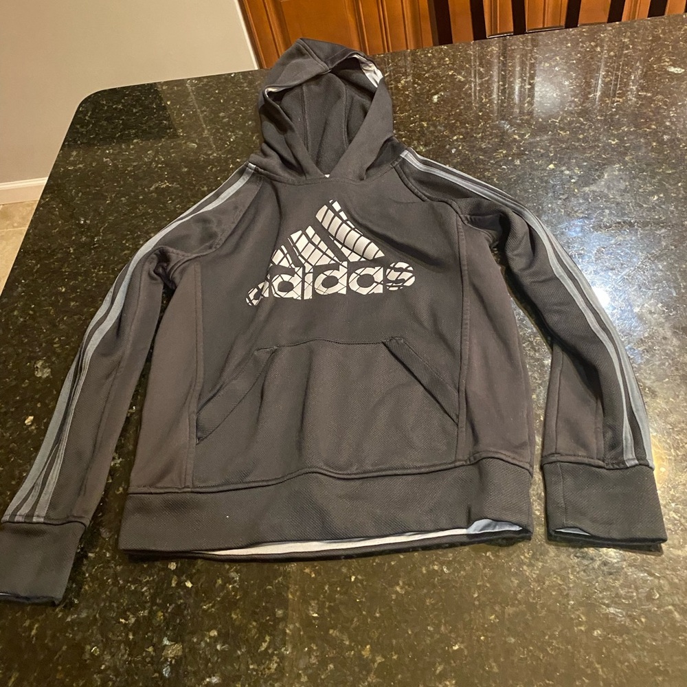 Adidas black and grey pullover‎ hoodie medium 10/12